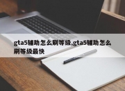 gta5辅助怎么刷等级,gta5辅助怎么刷等级最快